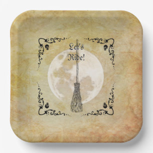 Assiettes En Carton Pleine Lune Sorcière Fantaisiste 