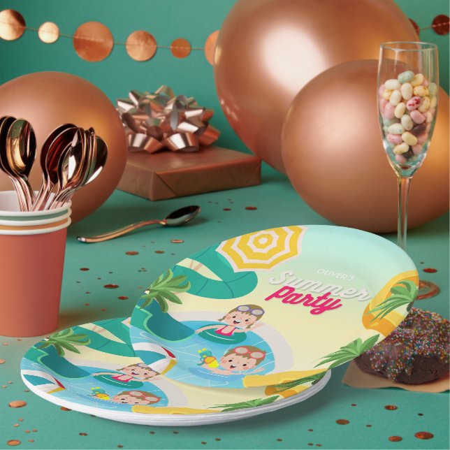 Assiettes En Carton Plongée rétro dans un 5e anniversaire (Multi)