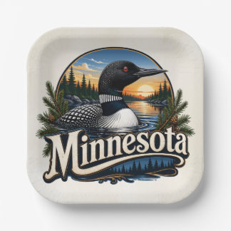 Assiettes En Carton Plongeon Minnesota Oiseau de l'État 