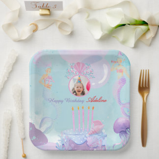 Assiettes En Carton Plongez dans une fête d'anniversaire de sirène !