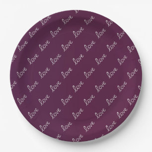 Assiettes En Carton Plum Bourgogne "Amour"