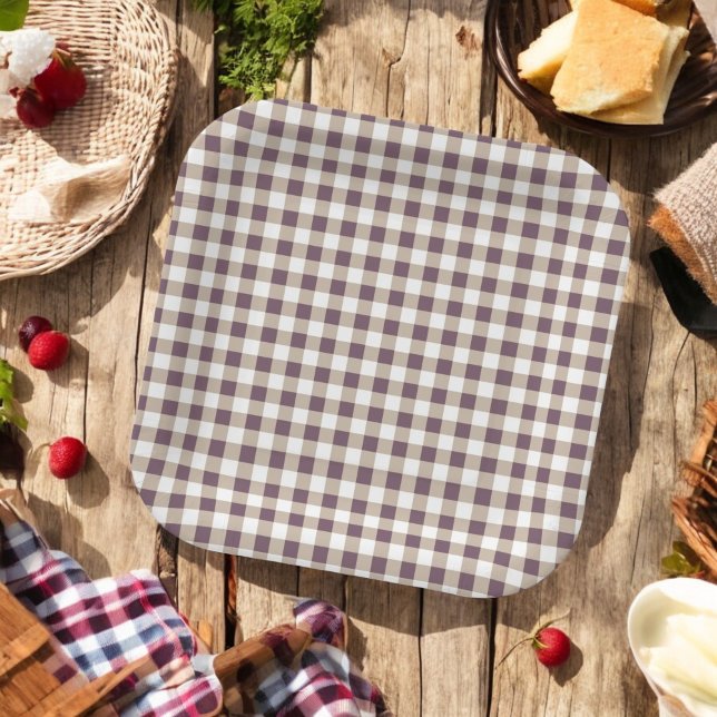 Assiettes En Carton Plum Buffalo Plaid Holiday (Créateur téléchargé)