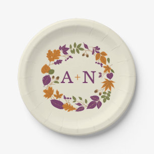 Assiettes En Carton Plum et Citrouille Plantes Mariages de couronnes