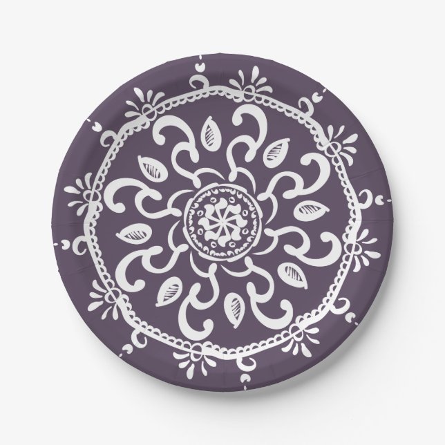 Assiettes En Carton Plum Mandala (Devant)