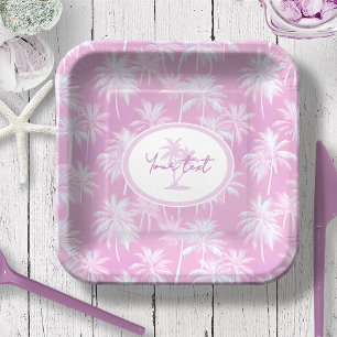 Assiettes En Carton Plum Motif de silhouette de palmier hawaïen ID1093