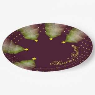 Assiettes En Carton Plum Sucré Avec Plaques de Noël Papier Gold Star