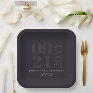 Assiettes En Carton Plum violet minimaliste Gras Type Mariage
