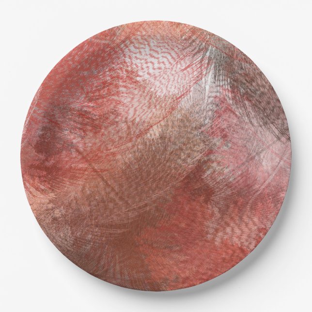 Assiettes En Carton Plume rouge (Devant)