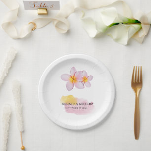Assiettes En Carton Plumeria tropicale Frangipani Mariage
