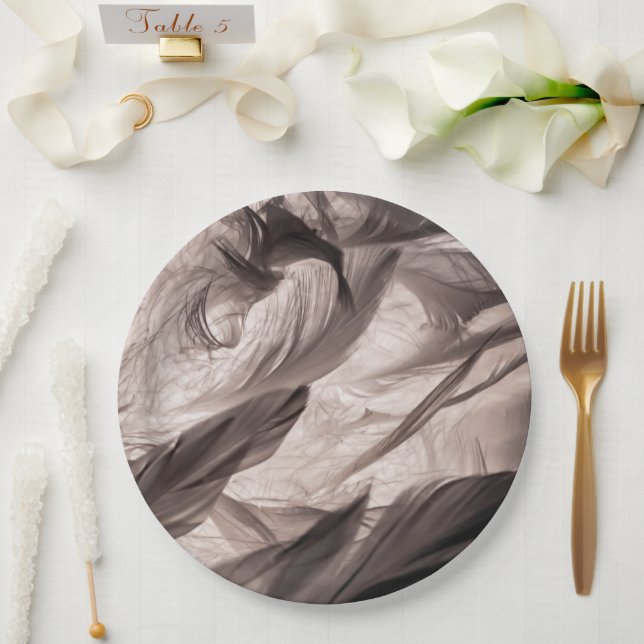 Assiettes En Carton Plumes (Mariage)