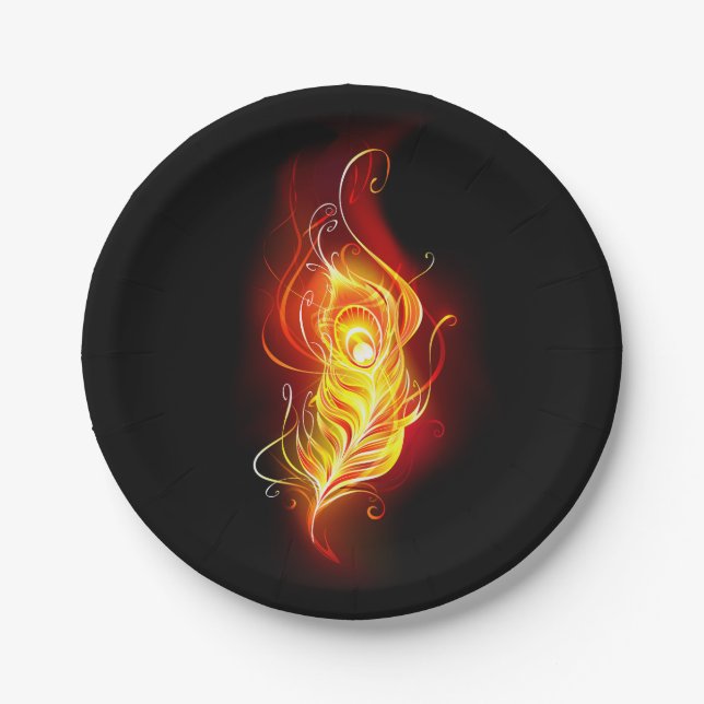 Assiettes En Carton Plumes de paquetage de feu (Devant)