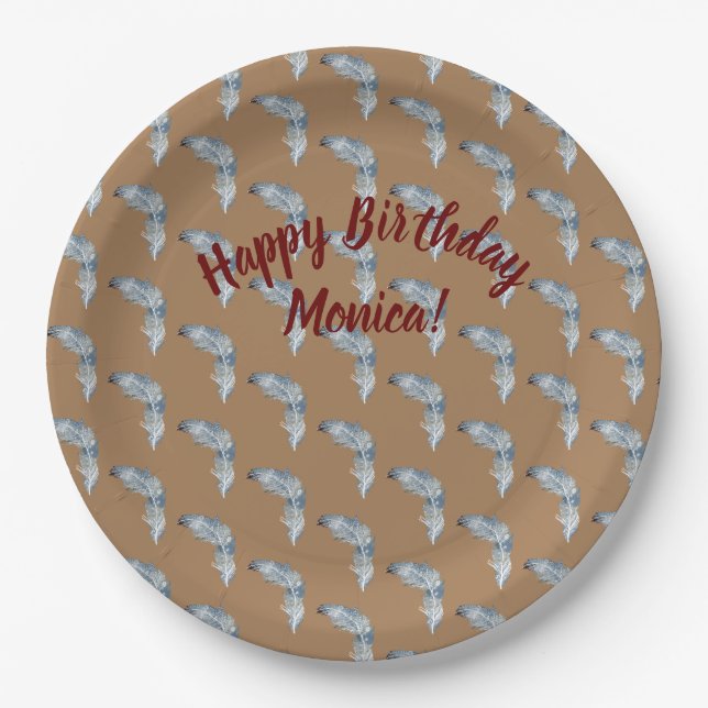 Assiettes En Carton Plumes d'oiseaux (Devant)