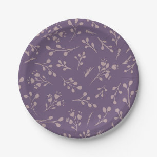 Assiettes En Carton Plumes Feuille de tulipe violet personnalisé Motif