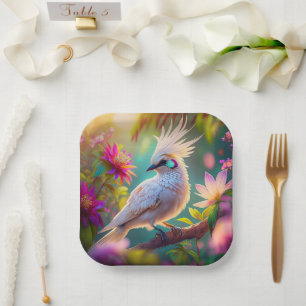 Assiettes En Carton Plumes rousses à crête juvénile Dove Imaginaire Oi