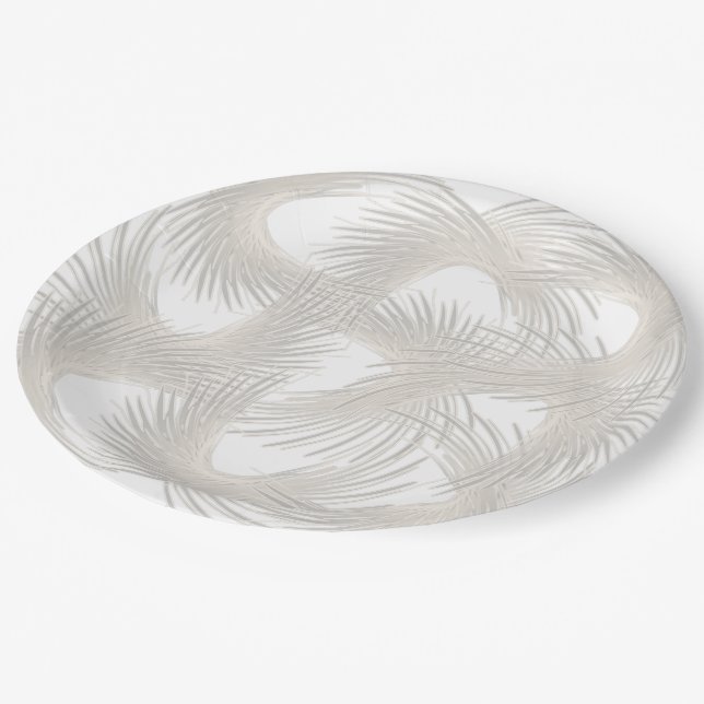 Assiettes En Carton Plumes volantes blanches (Angle)