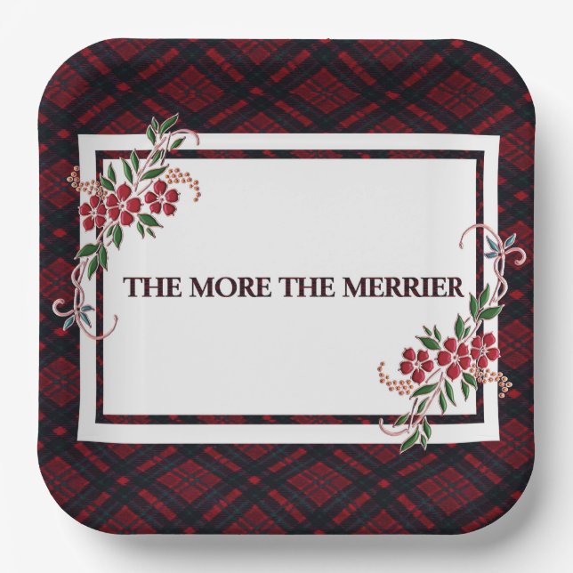 Assiettes En Carton Plus Le Rouge Merrier Plaid (Recto)