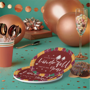 Assiettes En Carton Plus Merveilleux Moment De L'Année Argyle Noël