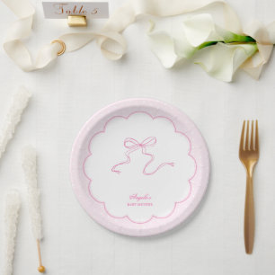 Assiettes En Carton Poche rose Pow Pot Baby shower Plaque papier