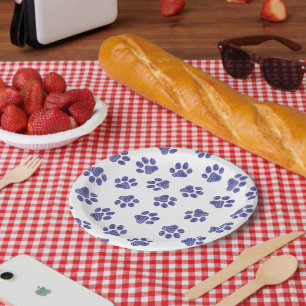 Assiettes En Carton Poches de Doodle, Paws de Chien, Paws Bleus de Mar