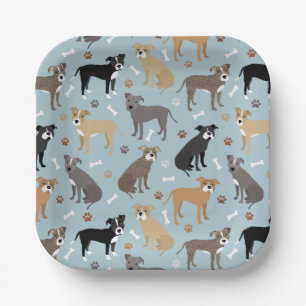 Assiettes En Carton Poches et os Pitbulles