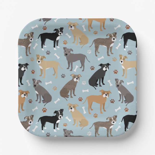 Assiettes En Carton Poches et os Pitbulles (Recto)