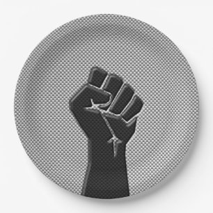 Assiettes En Carton Poing de solidarité en fibre de carbone