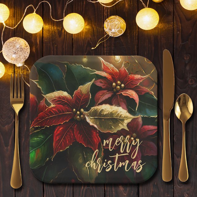 Assiettes En Carton Poinsettias Noël (Créateur téléchargé)
