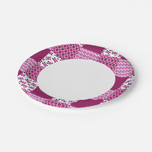 Assiettes En Carton Point de polka de fleurs rétro