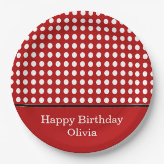 Assiettes En Carton Point de polka de joyeux anniversaire