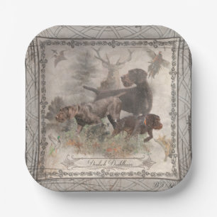 Assiettes En Carton Pointeur À poils durs allemand