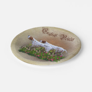 Assiettes En Carton Pointeur Anglais Tapisserie Poster Triptyque Acryl