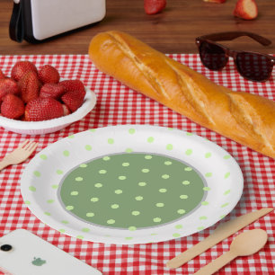 Assiettes En Carton Points blancs verts géométriques