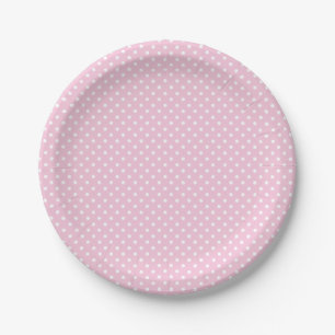 Assiettes En Carton Points classiques Blanc - Rose clair