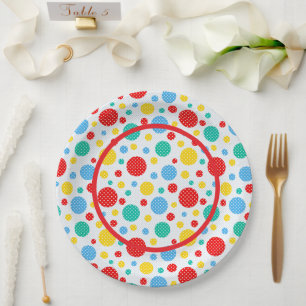 Assiettes En Carton Points Colorés 