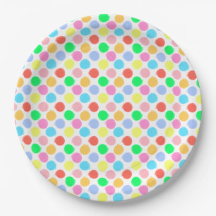 Assiettes En Carton Points colorés multicolores