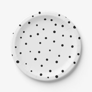 Assiettes En Carton Points Confetti Noir Plaques Papier Moderne