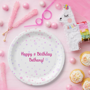 Assiettes En Carton Points Confetti Pink Rose Anniversaire Personnalis