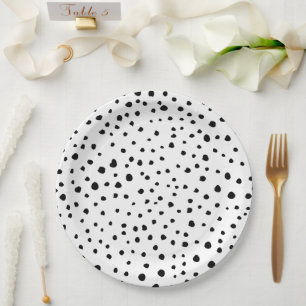 Assiettes En Carton Points dalmatiens, Points dalmatiens, Noir et Blan