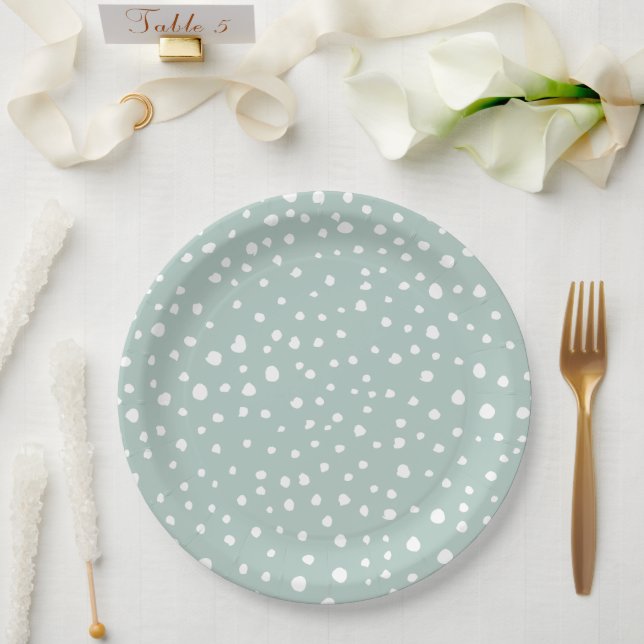 Assiettes En Carton Points Dalmatiens verts, Points Dalmatiens, Pots D (Mariage)