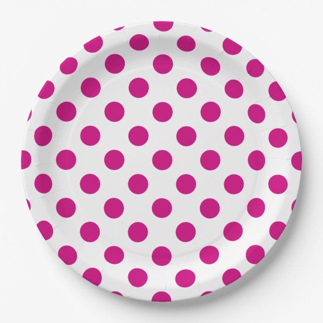 Assiettes En Carton Points de fuchsia (Devant)
