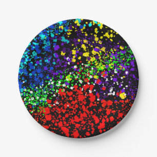 Assiettes En Carton Points de peinture à explosion couleur Cool modern