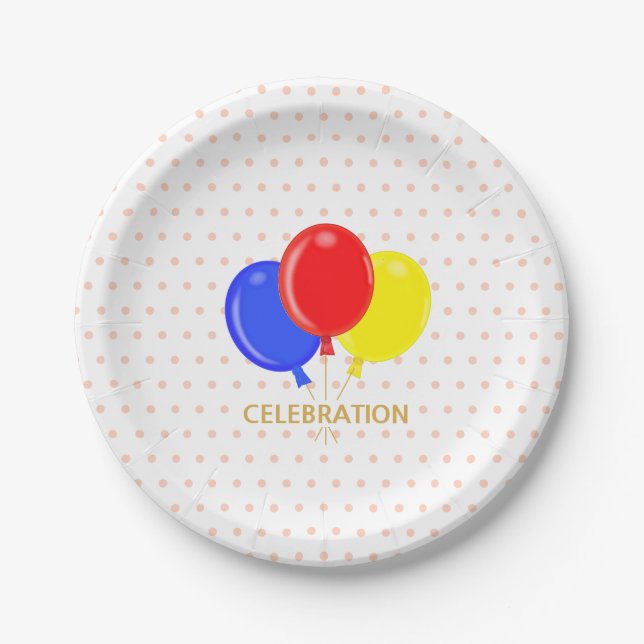 Assiettes En Carton Points et Ballons (Devant)