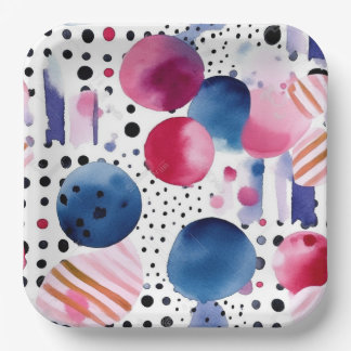 Assiettes En Carton Points et bandes 2