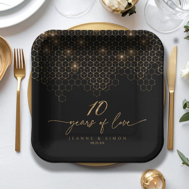 Assiettes En Carton Points forts Gold 10th Anniversary ID1165 (Créateur téléchargé)