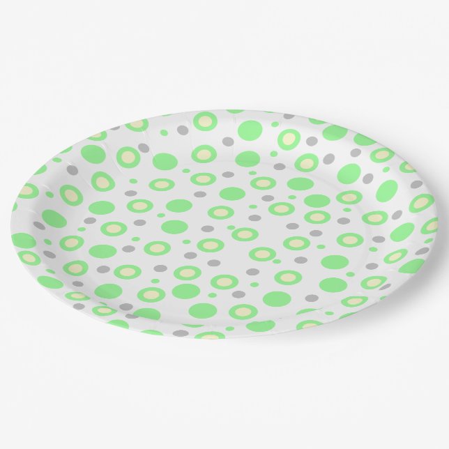 Assiettes En Carton Points géométriques vert menthe (Angle)