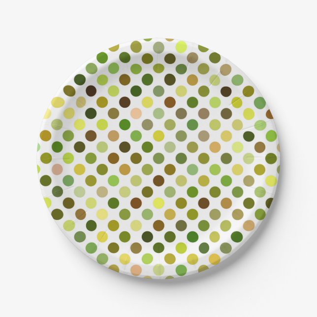 Assiettes En Carton Points jaunes et verts (Devant)