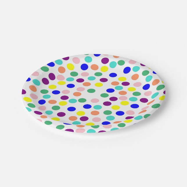Assiettes En Carton Points multicolores (Angle)