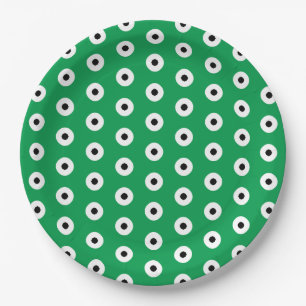Assiettes En Carton Points noirs/blancs sur Arrière - plan vert irland
