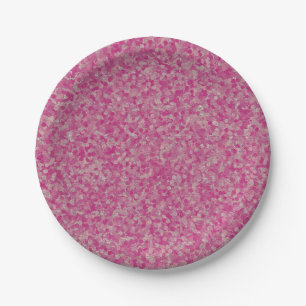Assiettes En Carton Points Parties scintillant, PLAQUES Pink-Silver-PA