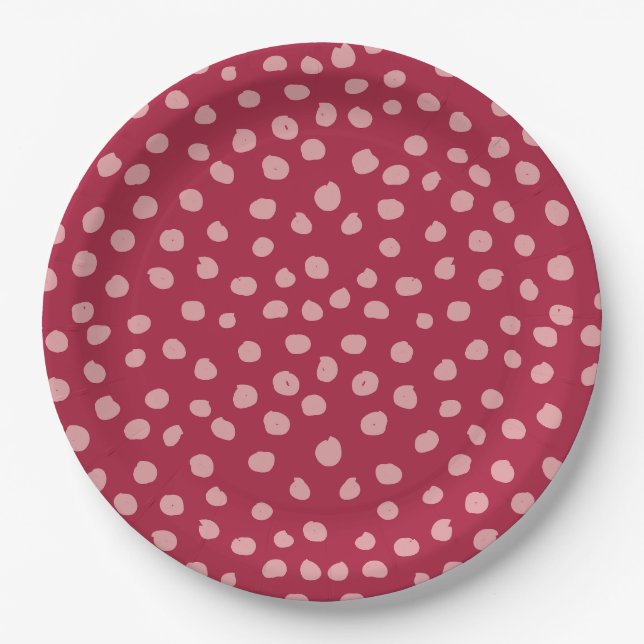 Assiettes En Carton Points posters de animaux Magenta (Devant)